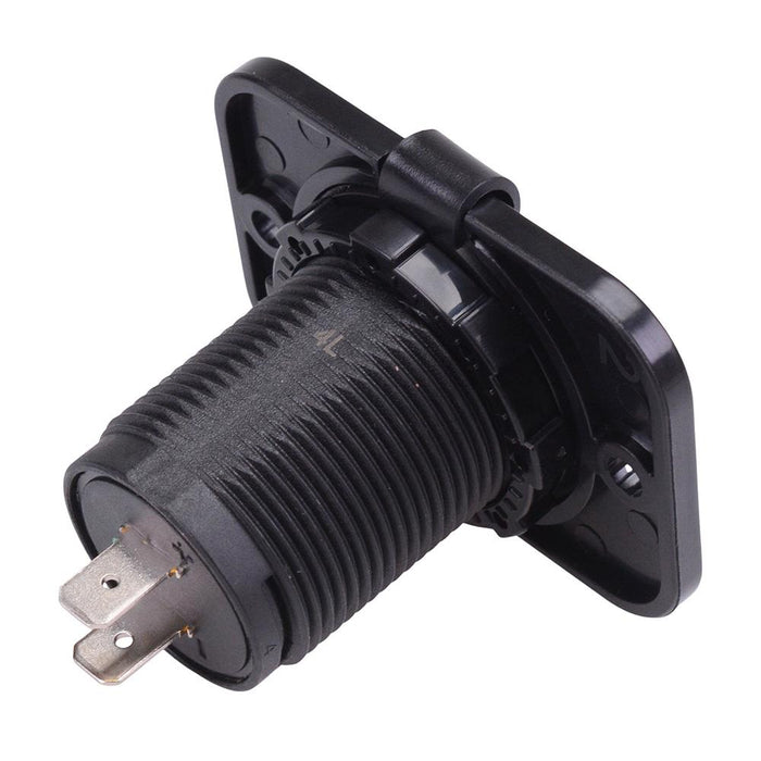 Dual USB-A 5V 2.1A Panel Mount Socket with LED & Flange A13-194BPS-BB3