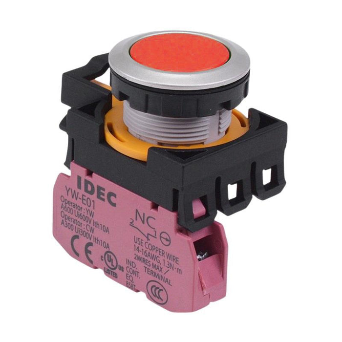 CW4B-M1E01R Red Metallic Momentary Push Button Switch 1NC IP65 IDEC