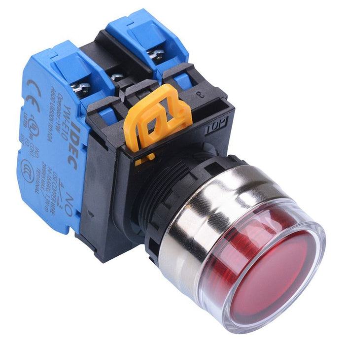 IDEC Red 12V illuminated 22mm Metal Bezel Maintained Shrouded Push Button Switch 2NO IP65 YW4L-AF2E20Q3R