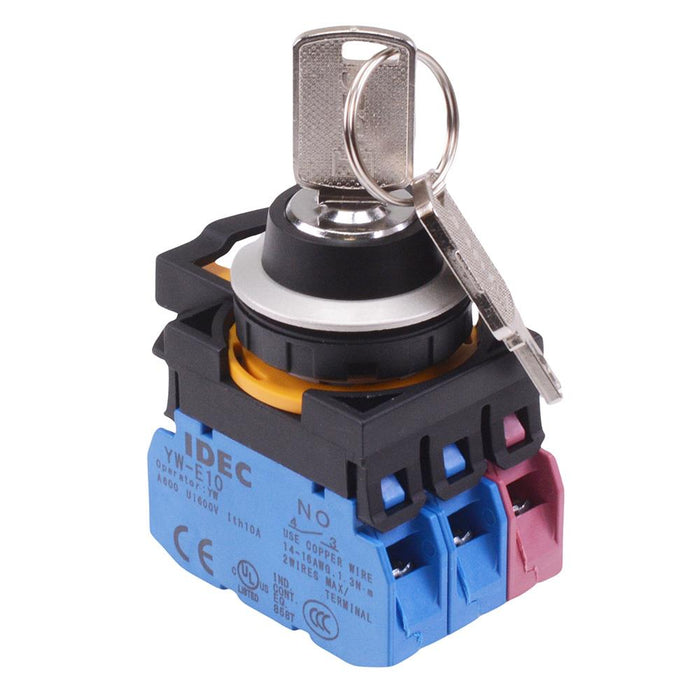 IDEC CW Series 2 Position Metallic Maintained Key Switch 2NO-1NC IP65