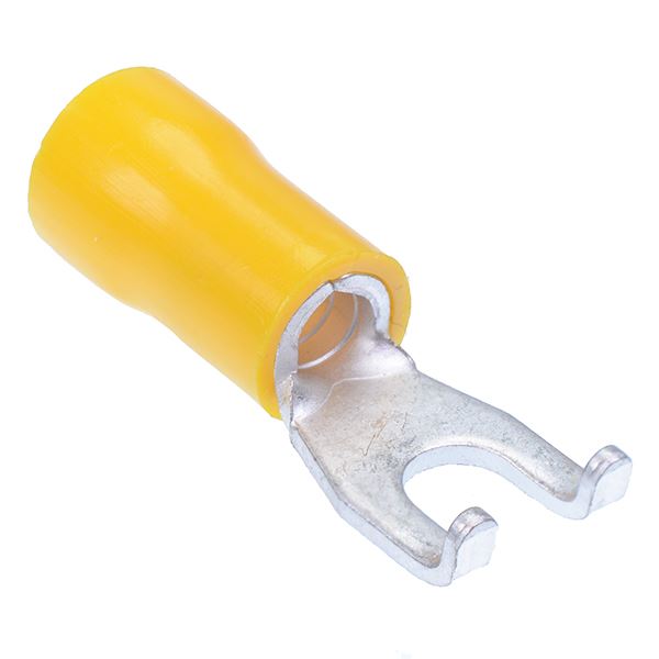 Yellow 4.3mm Insulated Flanged Fork Crimp Terminal (Pack of 100)
