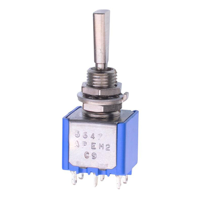 5647A9 APEM (On)-Off-(On) Momentary 6.35mm Miniature Toggle Switch DPDT 4A 30VDC