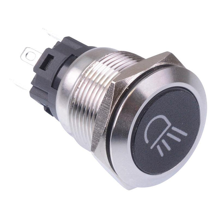 Flood Light (Mirrored)' Red LED Latching 19mm Vandal Push Button Switch SPDT 12V