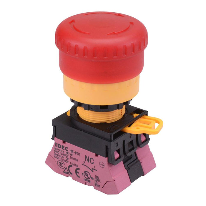 YW1L-V4P02Q4R 24V illuminated 22mm Emergency Stop Switch Push-In Terminals 2NC IDEC