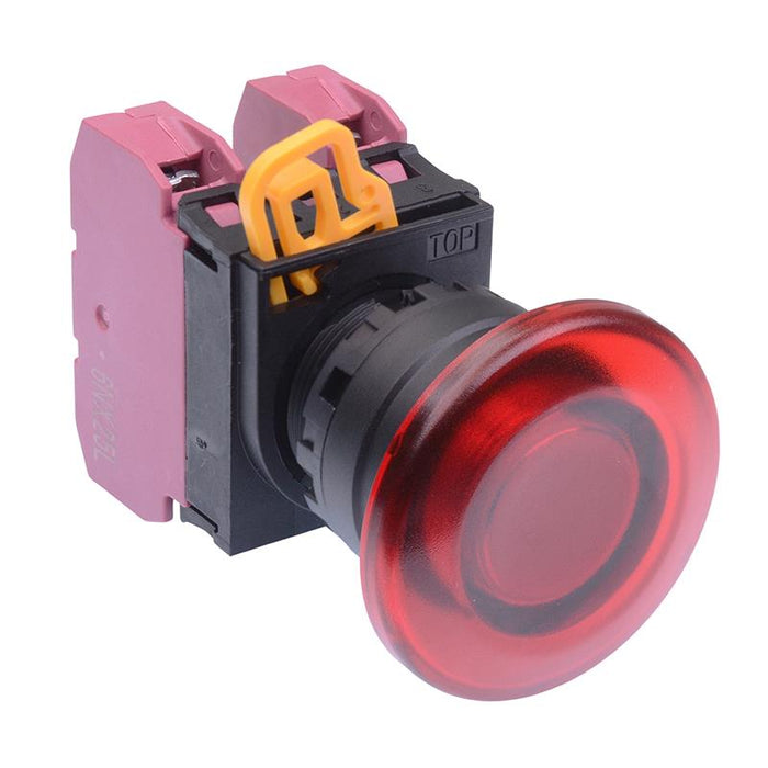 IDEC Red 22mm Mushroom Maintained Push Button Switch 2NC IP65 YW1L-A4E02Q0R