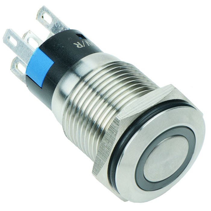 White LED 16mm Latching Vandal Resistant Switch 3A SPDT
