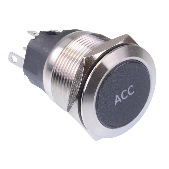 Accessory' White LED Latching 22mm Vandal Push Button Switch SPDT 12V