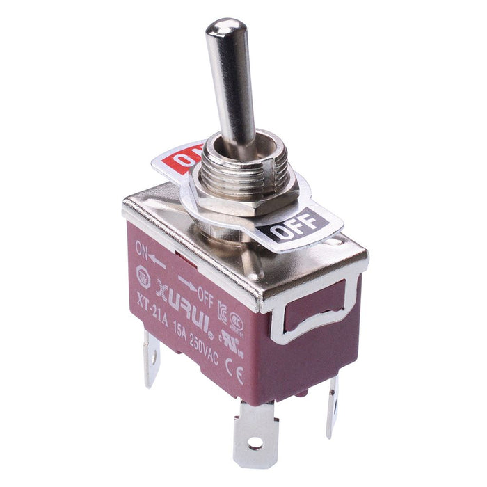 Off-(On) DPST Toggle Switch 250V AC 15A