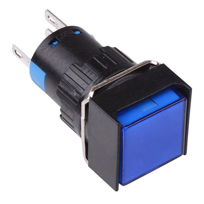 Blue Square Momentary 16mm Push Button Switch NO/NC 230V