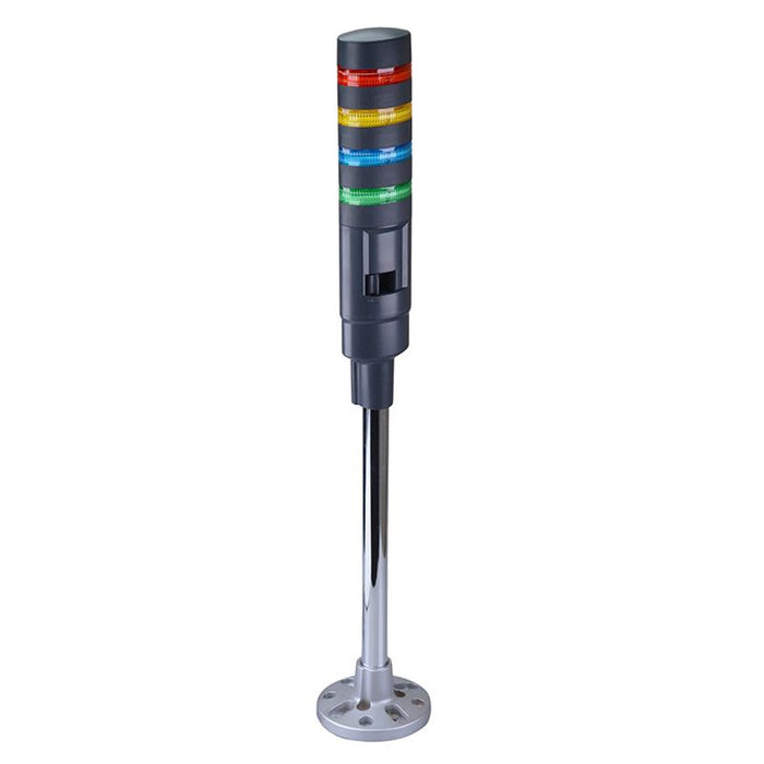 IDEC LD6A-4PZQB-RYSG Red/Yellow/Blue/Green Stack Light LED Tower with Sounder & Flasher Pole Mount 24VAC/DC