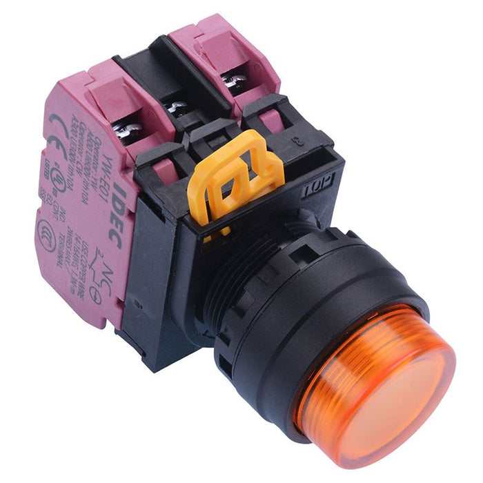 IDEC Amber 12V illuminated 22mm Maintained Push Button Switch 2NC IP65 YW1L-A2E02Q3A