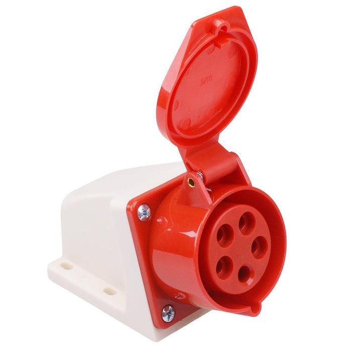 Red 16A 415V 3P+N+E Industrial Surface Mount Socket IP44