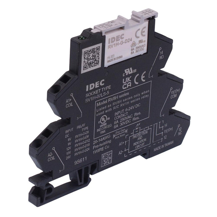 RV8H-S-D24 DIN Mount 24VDC 8mm Slim Interface Relay Spring Clamp Terminals SPDT IDEC