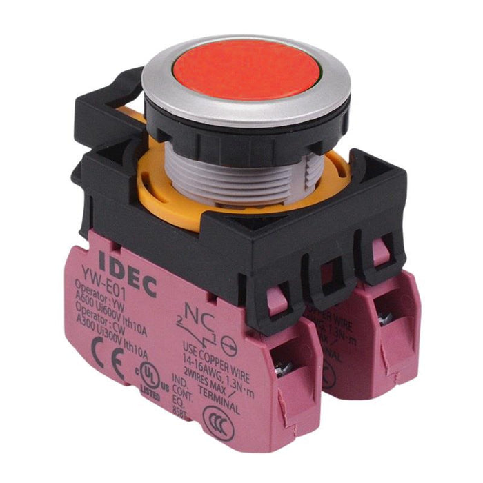 CW4B-A1E02R Red Metallic Maintained Push Button Switch 2NC IP65 IDEC