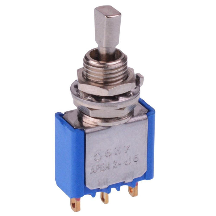 5637CDB-12 APEM (On)-Off-(On) Momentary 6.35mm Miniature Toggle Switch SPDT