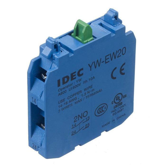 IDEC Double Pole Normally Open Contact Block Screw Terminals YW-EW20
