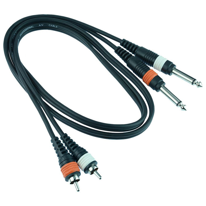 1.5M 2 x 6.35mm Mono Plug to 2 x RCA Male Jack Plug Lead