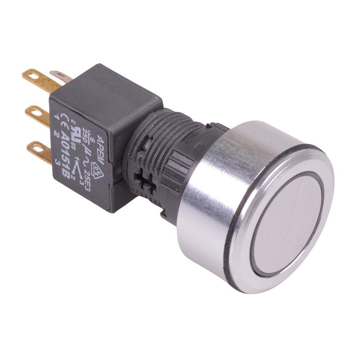 A1PCA1Y120I203 Green 6V LED Momentary Aluminium Push Button Switch SPDT APEM