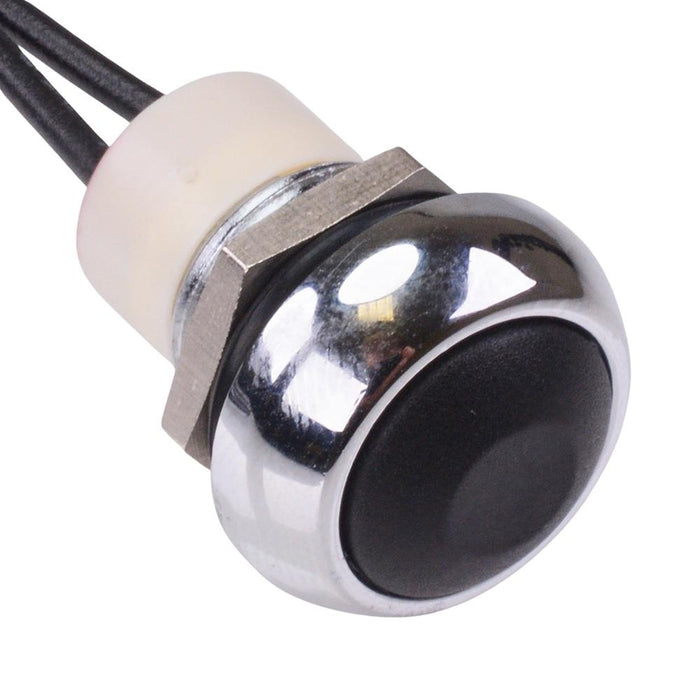 ICR3FAD2101 APEM Chrome Momentary 12mm Push Button Switch Prewired SPST IP67