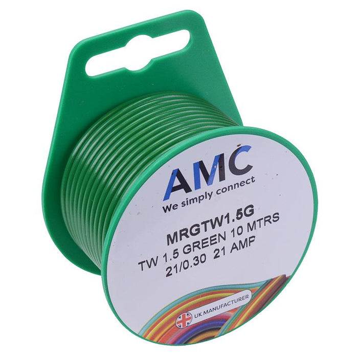 Green 1.5mm² Thin Wall 21A Cable Mini Reel 10M