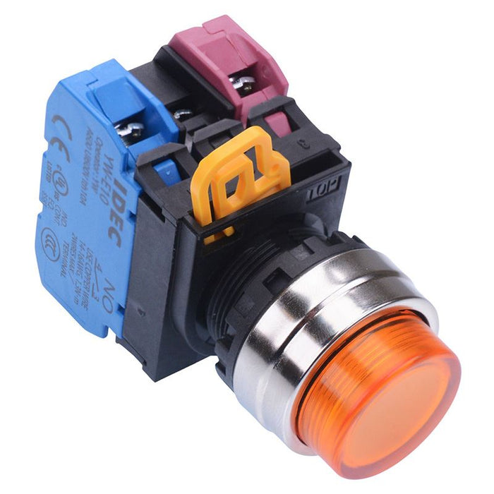 IDEC Amber 12V illuminated 22mm Metal Bezel Maintained Push Button Switch 1NO-1NC IP65 YW4L-A2E11Q3A
