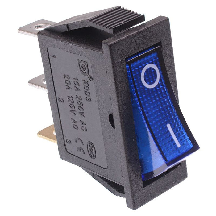 Blue On-Off illuminated Rectangle Rocker Switch SPST 230V