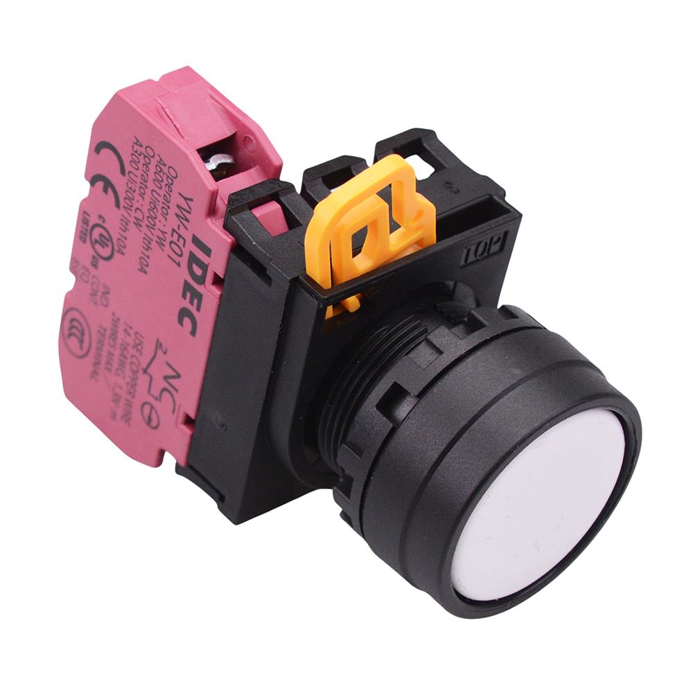 YW1B-A1E01W White 22mm Maintained Push Button Switch NC IP65 IDEC ...