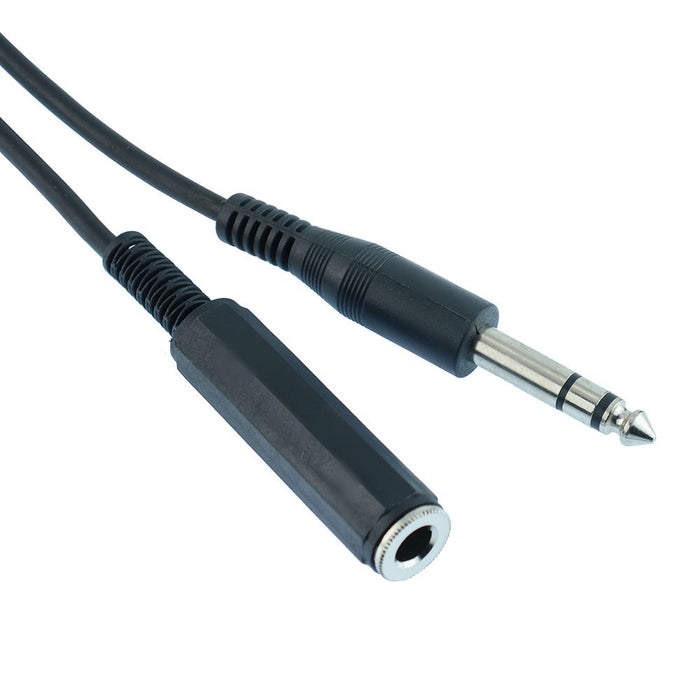 1m 6.35mm Stereo Male Plug to Female Socket Extension Cable Lead