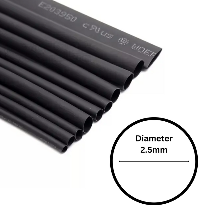 2.5mm x 1.2m Black Heat Shrink Sleeve