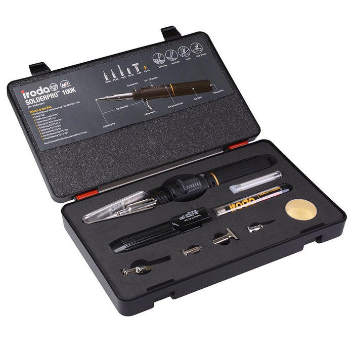 IRODA SolderPro 100K Cordless Butane Gas Soldering Iron 4-In-1 Kit 30-150W