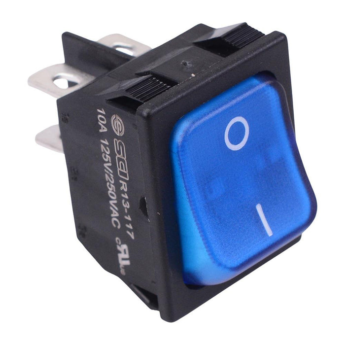 230v Rocker Switch Blue 230V illuminated On-Off Rectangle Rocker Switch DPST 10A R13-117B ...