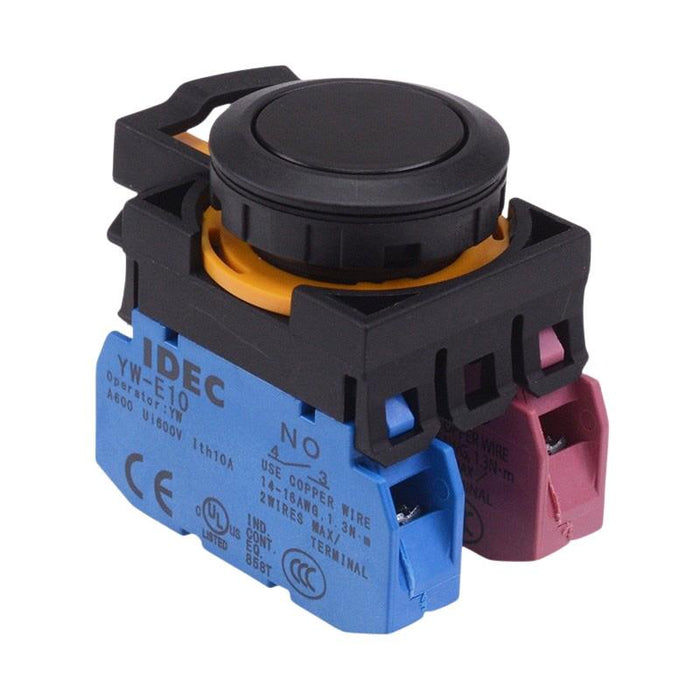 IDEC CW Series Black Maintained Flush Push Button Switch 1NO-1NC IP65