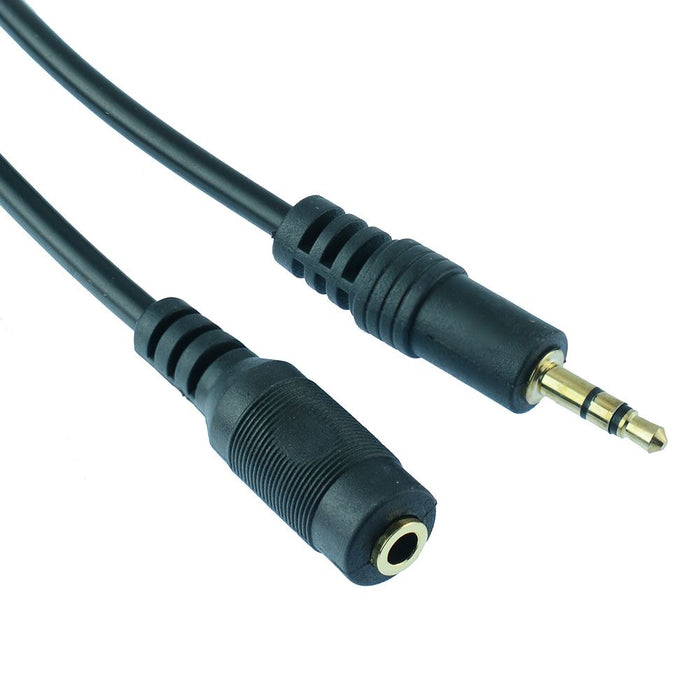 10m Gold 3.5mm Stereo Plug to Socket Audio Extension Cable Lead