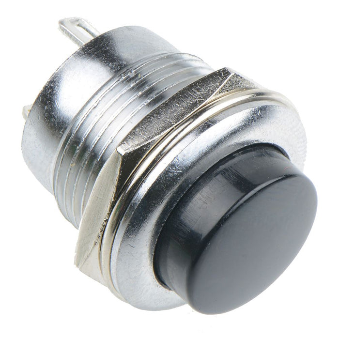 Black Off-(On) Metal Low Profile 16mm Round Momentary Push Button Switch 3A SPST