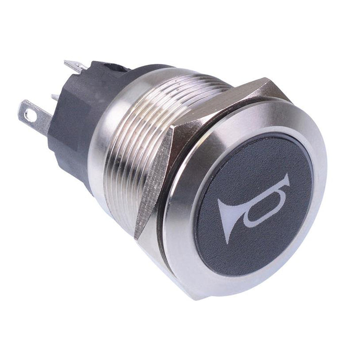 Horn' Red LED Latching 22mm Vandal Push Button Switch SPDT 12V