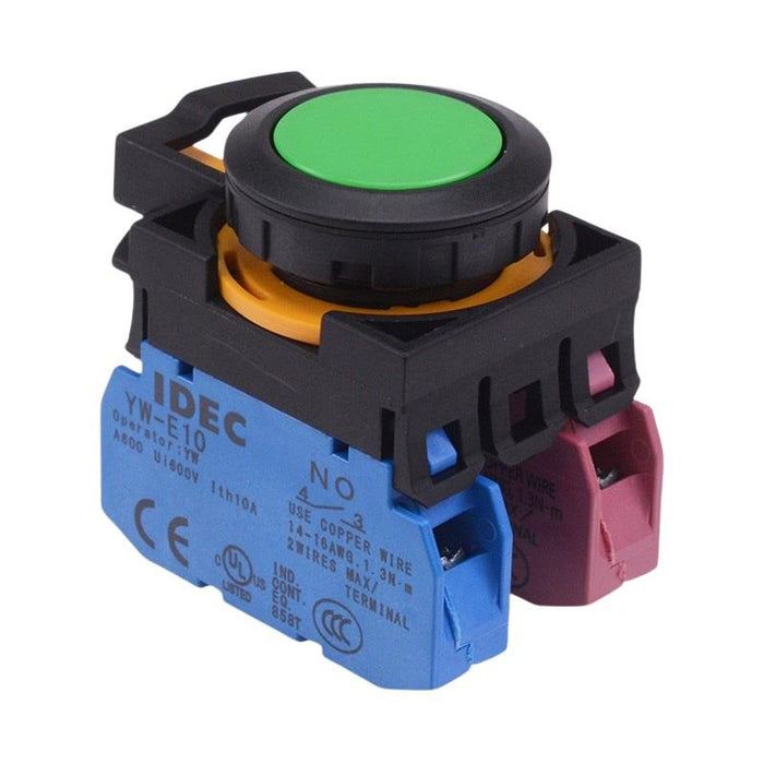 IDEC CW Series Green Maintained Flush Push Button Switch 1NO-1NC IP65