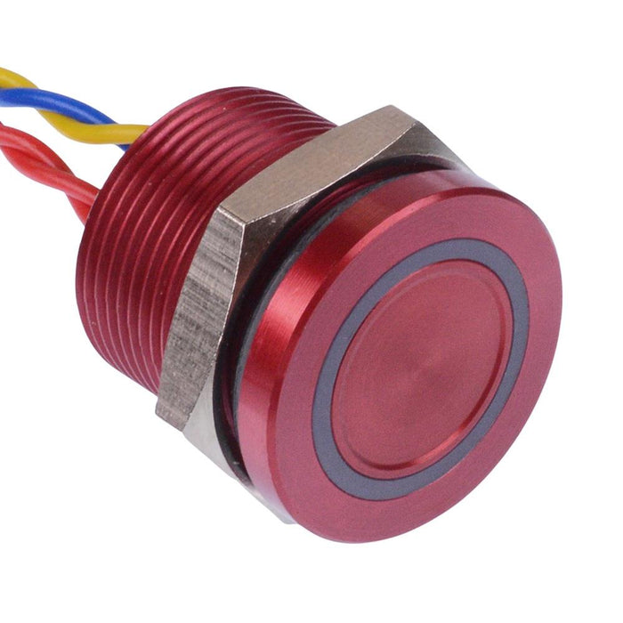 PBAR9AF6000A0S APEM Red illuminated 5VDC Momentary NO 19mm Piezo Switch Prewired IP68