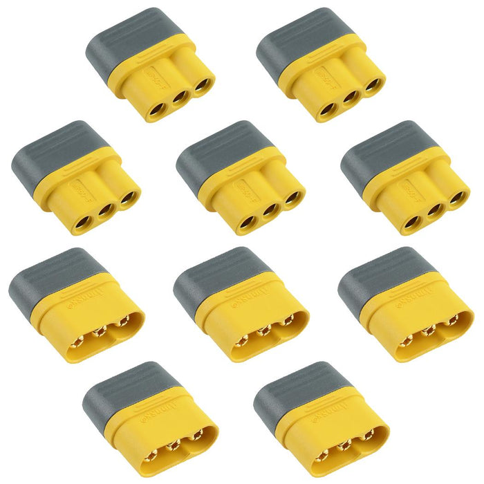 5 Pairs Male + Female MR60 3 Pin Gold Plated Connector with Cap 30A Amass