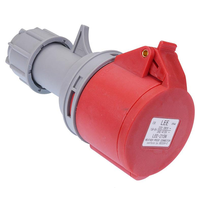 Red 16A 415V 3P+N+E Industrial Inline Socket IP44