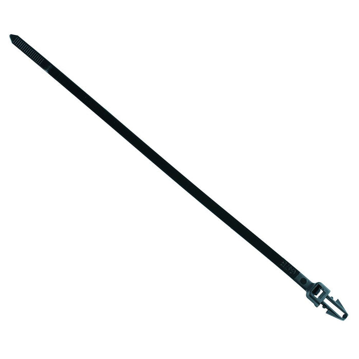 4.8mm x 200mm Black Push Mount Cable Tie - Pack of 100