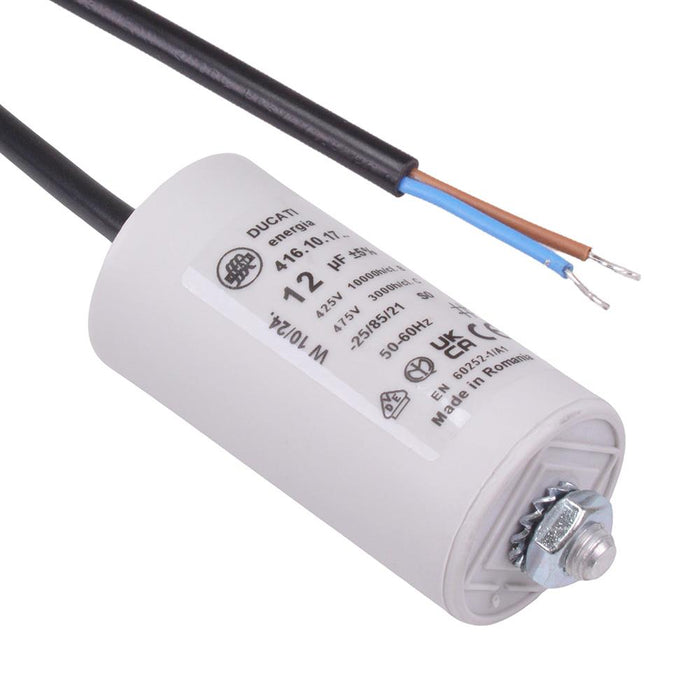 12uF Motor Run Prewired Capacitor Metallised Polypropylene 425V