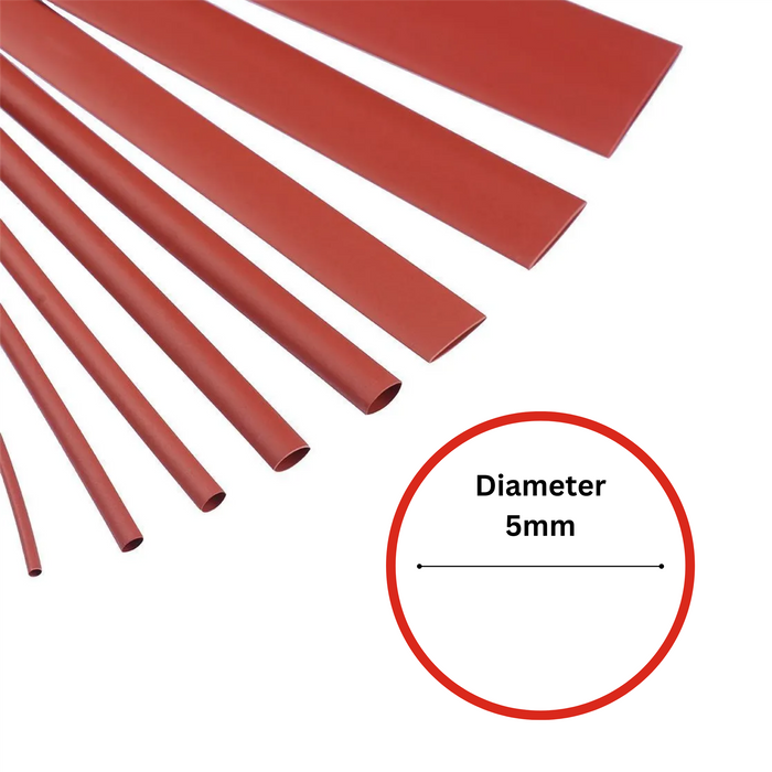 5mm x 1.2m Red Heat Shrink Sleeve