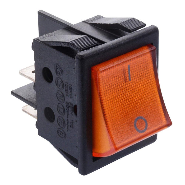 Orange On-Off 110V illuminated Rocker Switch DPST 16A