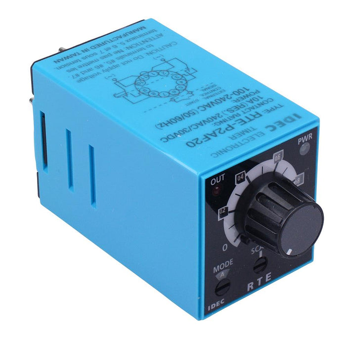 RTE-P2AF20 100-240VAC Time Delay Relay Pin Terminals 10A DPDT IDEC