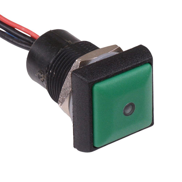 IRC3F432L0G APEM Green LED Green Button Square 16mm Momentary NO Push Button Switch Prewired IP67