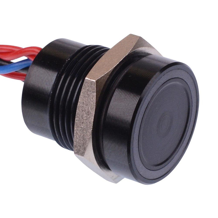 PBAR1AF2000N2C APEM Red/Blue illuminated 12VDC Momentary NO 16mm Piezo Switch Prewired IP68