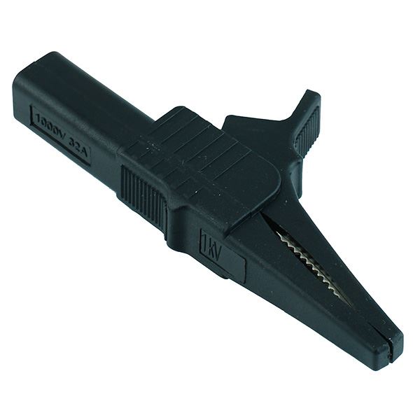 Black 85mm Fully Insulated 4mm Alligator Test Clip 32A