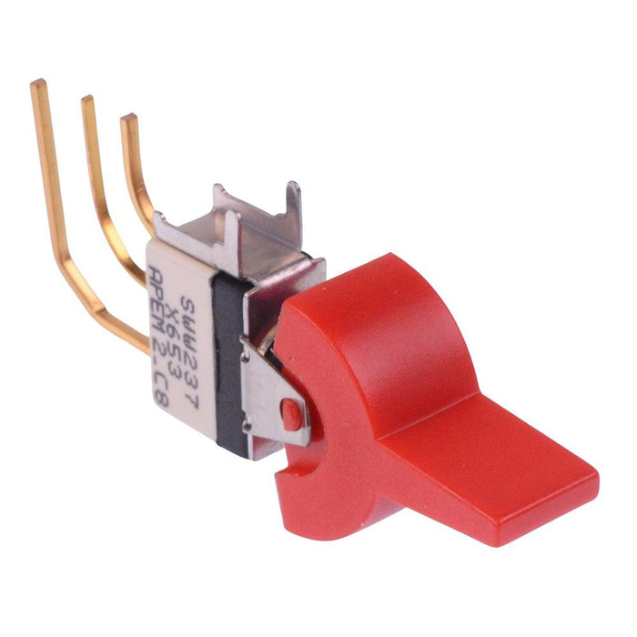 SWW237CD6X653 APEM Red Paddle (On)-Off-(On) Momentary Washable PCB Miniature Toggle Switch SPDT 0.4A 20V