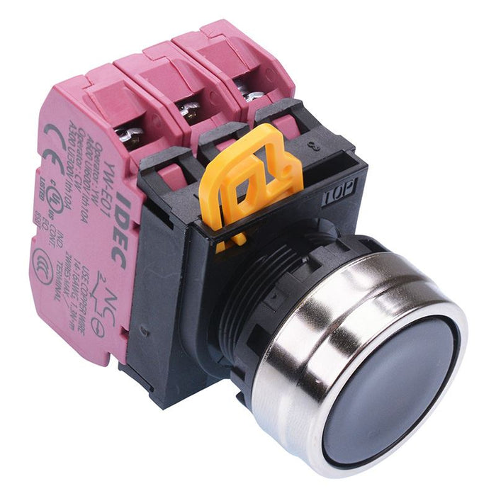 IDEC Black 22mm Metal Bezel Momentary Push Button Switch 3NC IP65 YW4B-M1E03B