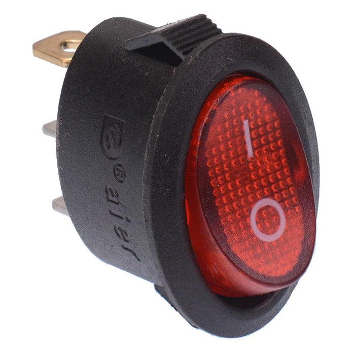 Red illuminated On-Off Oval Rocker Switch SPST 230V